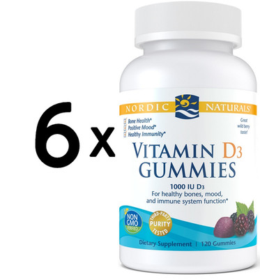 6 x Nordic Naturals Vitamin D3 Gummies, 1000 IU Wild Berry - (208,32 EUR/kg)