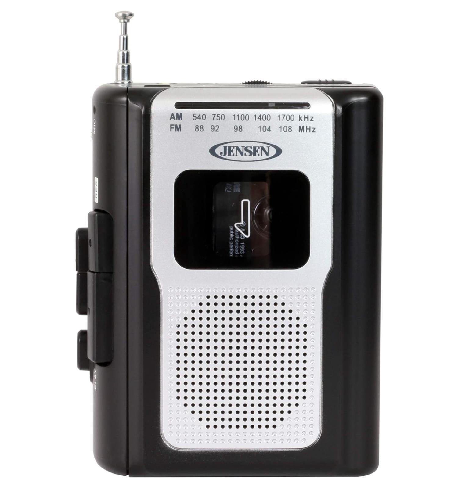 Jensen Portable AM/FM Radio Cassette Play/Recorder - Black/Silver