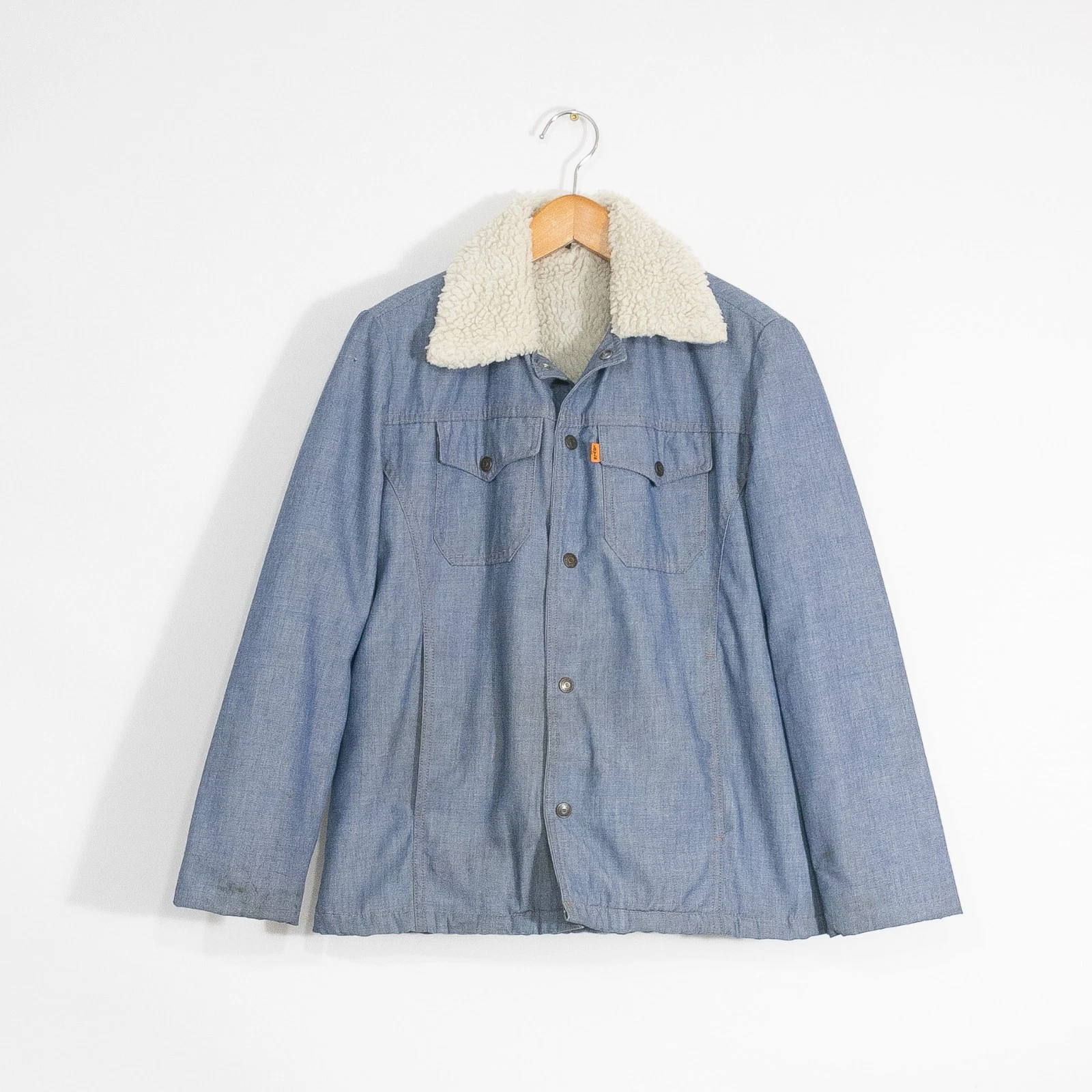 Vintage Levis Sherpa Lined Denim Jacket Mens Small - Western Cowboy Distressed