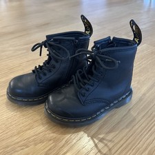Dr. Martens Kids Black Leather Lace Up Boots Toddler Size 7