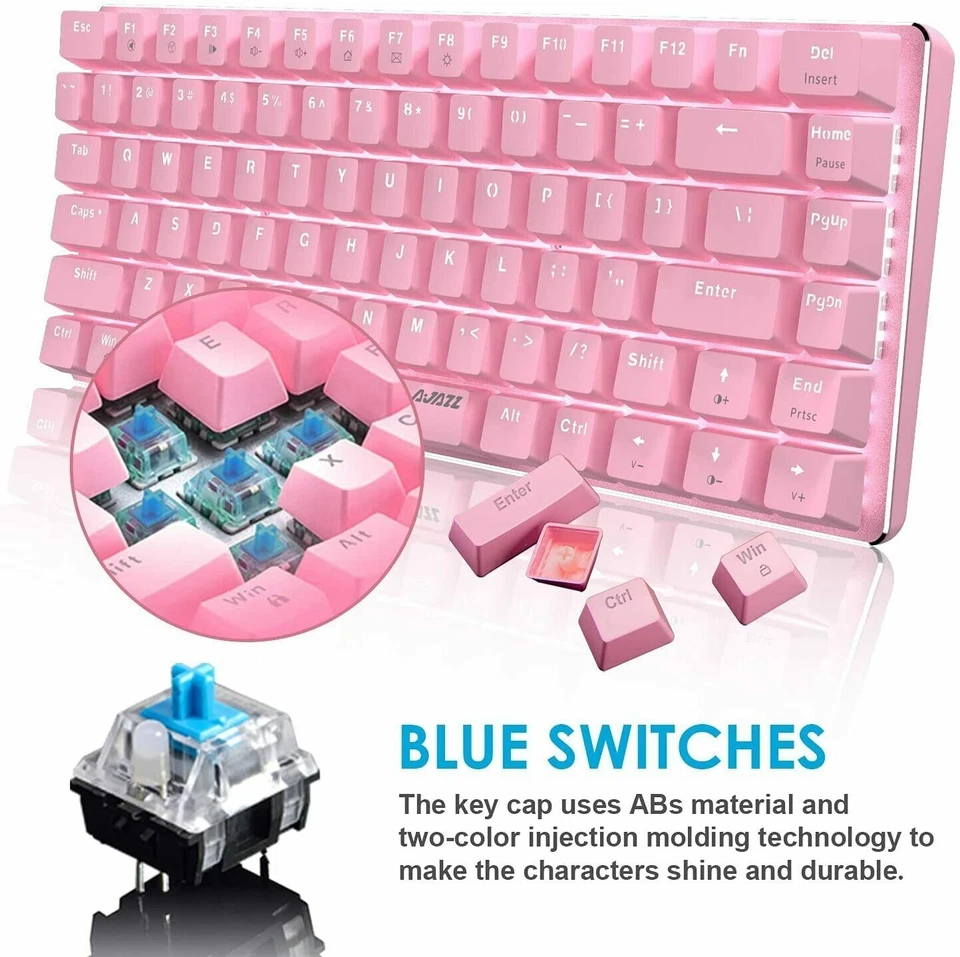 TKL Wired Mechanical Keyboard Pink Blue Switch White Backlit For PC Gamers PS4 - Image 2 of 4