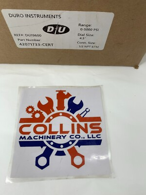 #ad Duro Instruments 42071733 Cert Pressure Gauge 0 5000PSI 1 2quot; NPT Stainless Steel $108.19