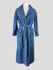 Ganni Blue Denim 100% Cotton Belted Coat Size Uk10/us6