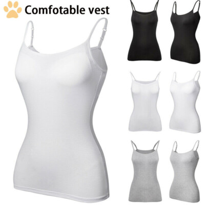 Women Cami Camisole With Built in Push Up Padded Bra Vest Compression Tank  Tops