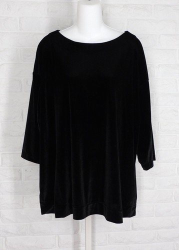 Top de terciopelo elástico BRYN WALKER corte cuadrado de gran tamaño negro mediano - Imagen 1 de 4