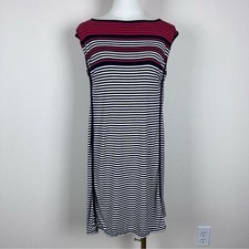 Max Studio Dress Womens Medium Stripe Sleeveless Mini Shift Stretch Boatneck
