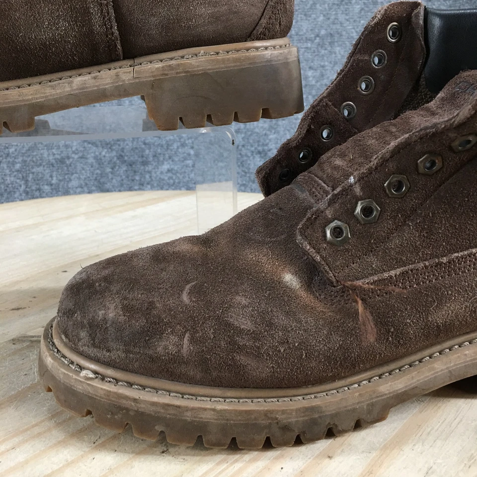 Botas Chinook Para Hombres 8 Resistentes al Aceite Gruesas Trabajo Botín Marrón Gamuza Sin Cordones Foto 4 de 4