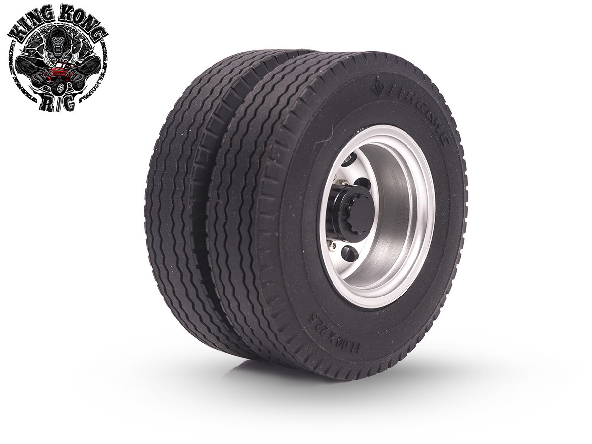 4 Pneus RC 1/14 – Motif Pierre Concassée, Largeur 20 Mm – Caoutchouc Haute Adhérence – Compatible Camion Tracteur – Tout Terrain (asphalte, Terre, Sable)