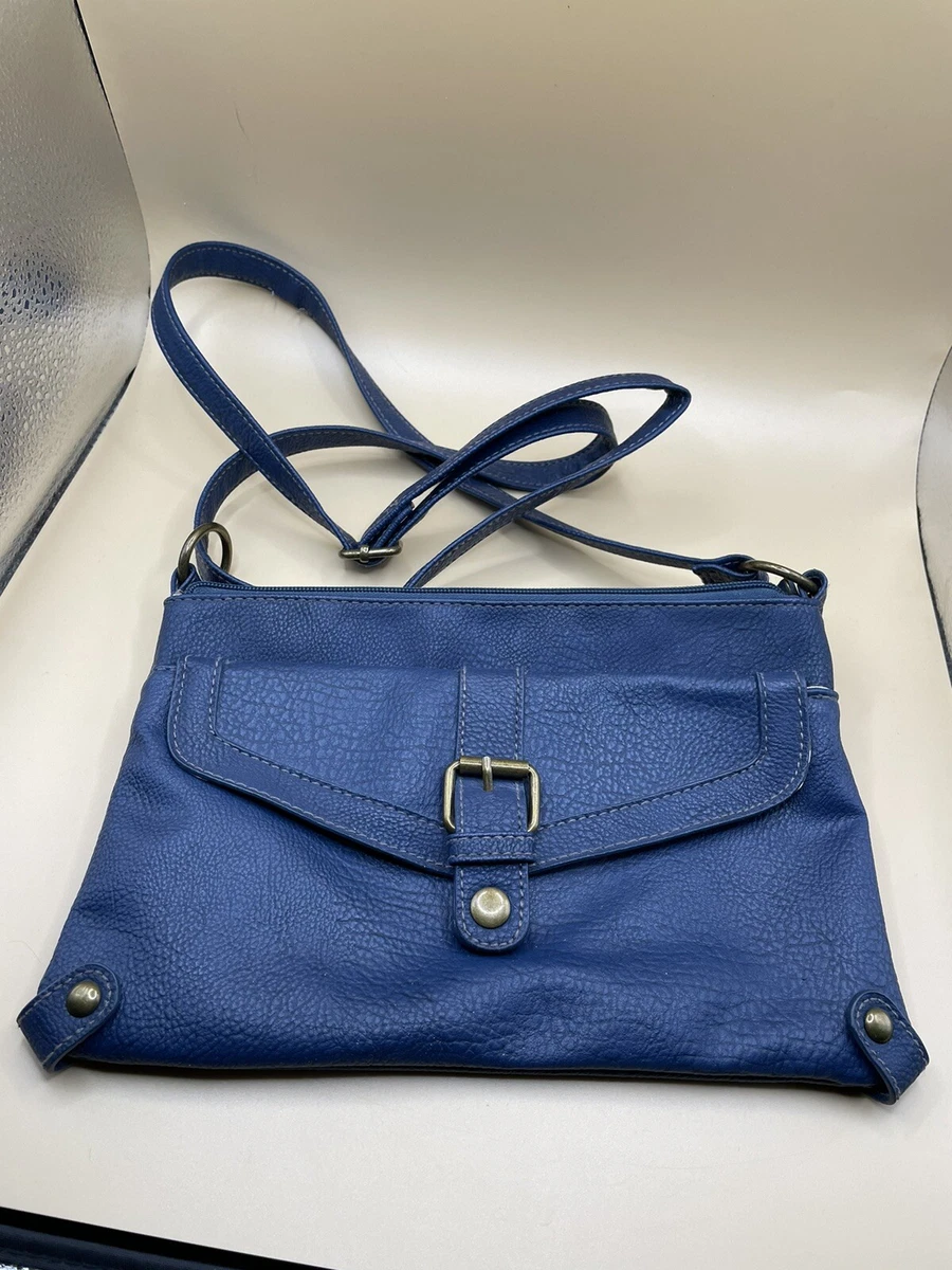 American Eagle blue front buckle women s cross body bag purse floral liner