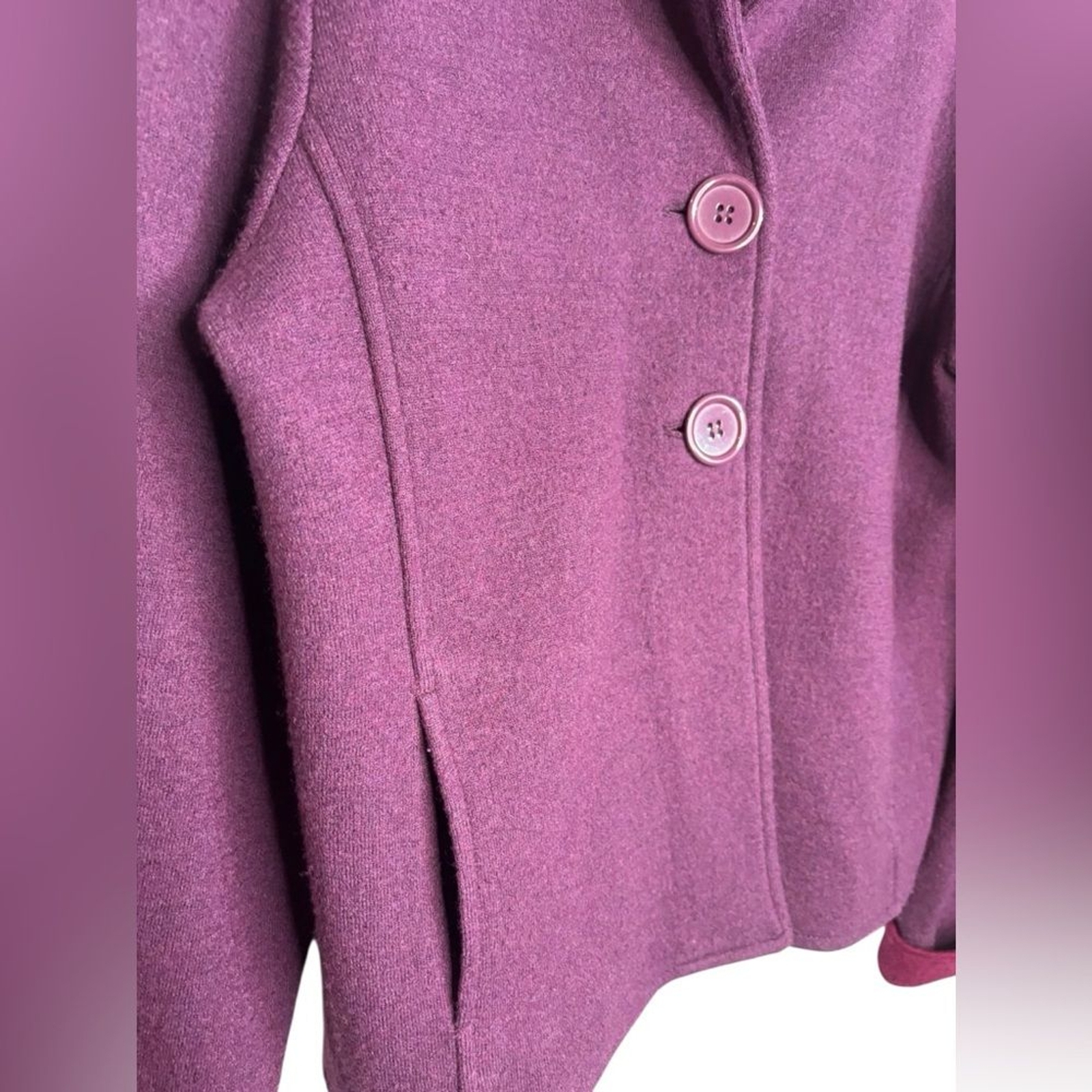 Nomadic Traders Wool Blend Purple Button Sweater … - image 3