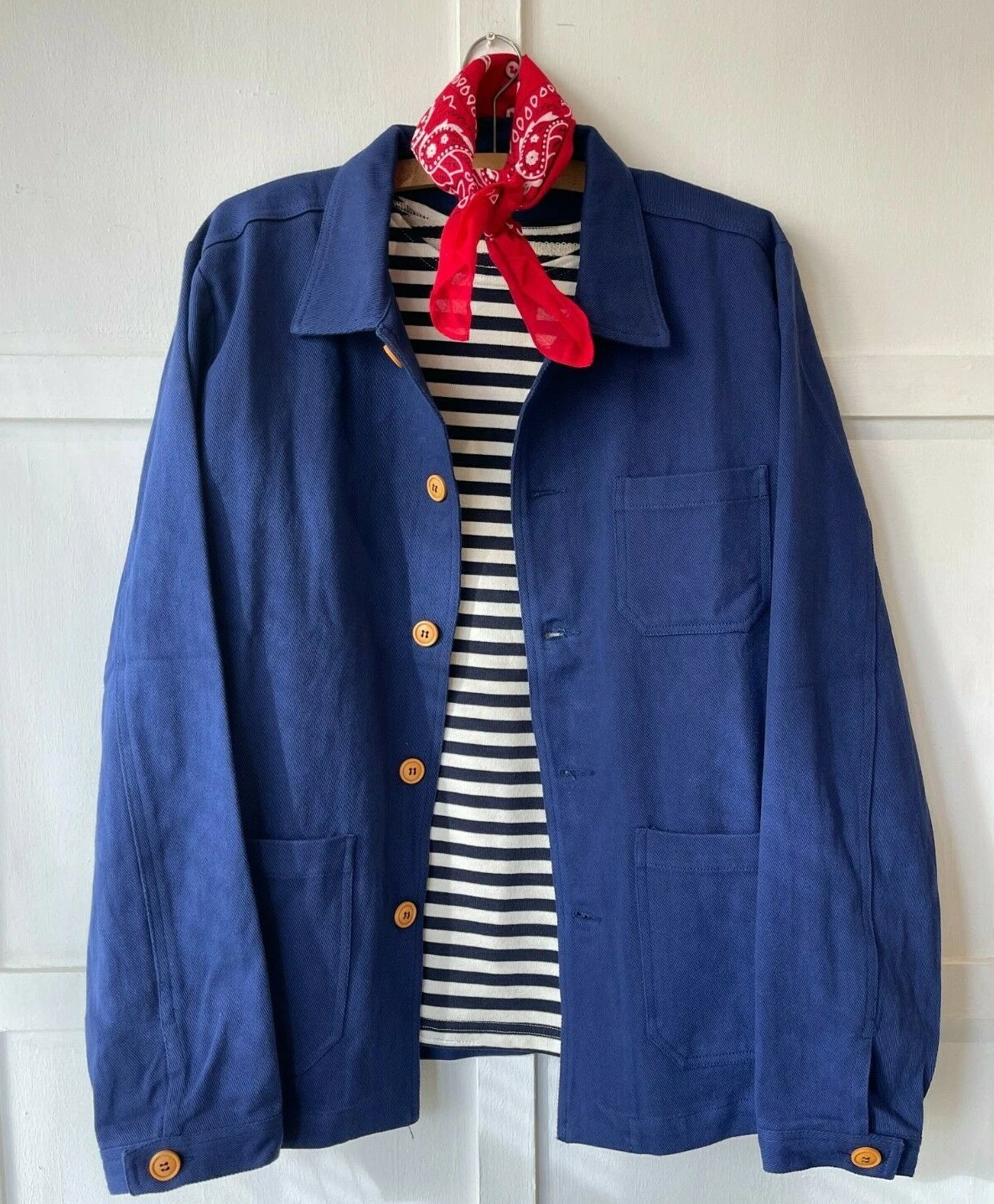 60s Style French Navy Cotton Twill Chore Worker Jacket - Wooden Buttons
Opens in a new window or tab