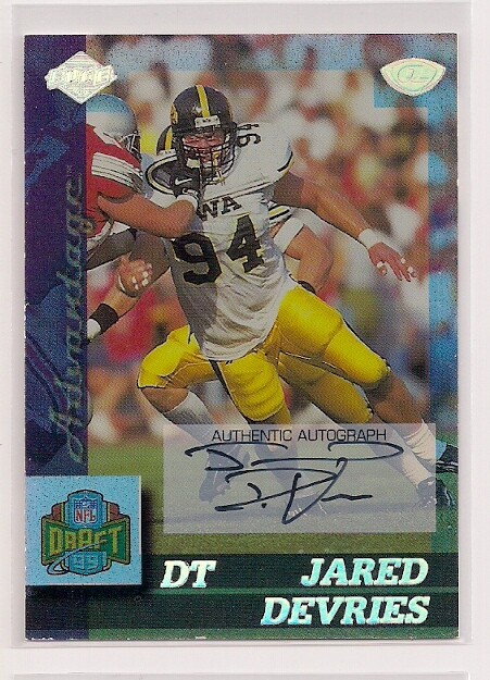 1999 JARED DEVRIES EDGE ADVANTAGE #162 ROOKIE AUTO DETROIT LIONS IOWA HAWKEYES