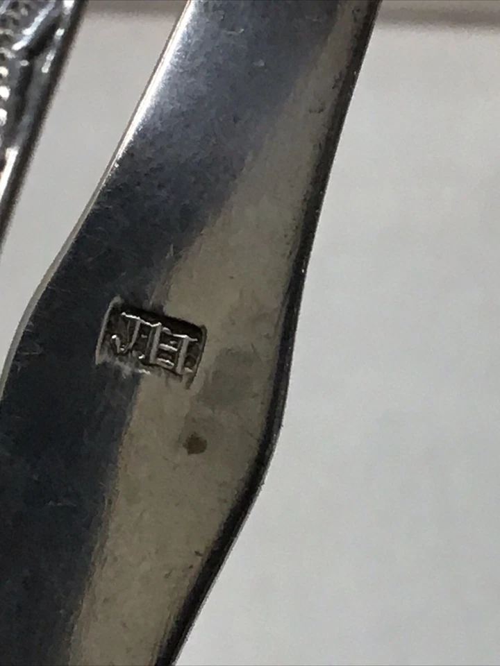 1810 JH Joseph Hick Exeter Sterling Silver Sugar Tongs Mono EH MAN 5.75” Long - Image 3 of 4