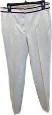 Escada High Rise Stretch Skinny White Pants Logo 38 EU 6 US