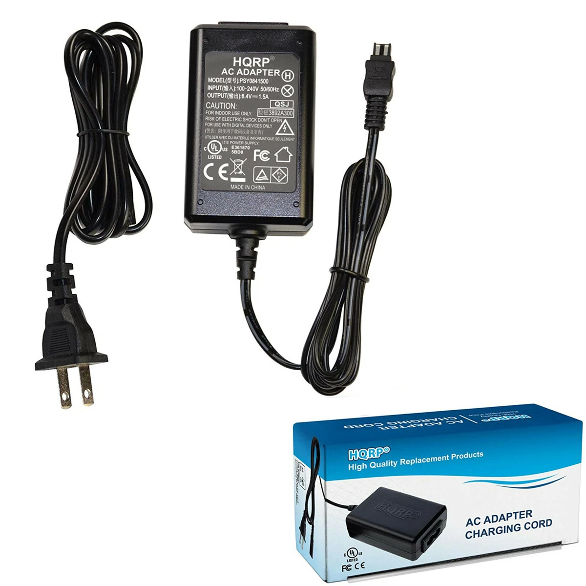 HQRP AC Chargeur pour Sony Caméscope HDR-SR1E / D8, DCR-TRV140E, DCR-TRV145E, DCR-TRV238E