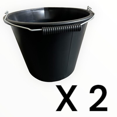 2 x KUNSTSTOFFBAUEIMER 3 GALLONEN 14L STRAPAZIERFÄHIG WASSER/FUTTER LAGER GRIFF