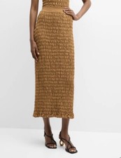 By Malene Birger "EMLA" gonna midi con scollatura marrone tabacco nuova $430 taglia large