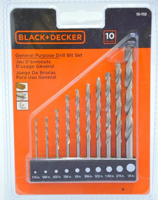 Black and Decker General Purpose Drill Bit Set #15-110 1/16 to 1/4.