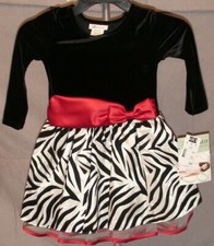 Bonnie Jean White and Black w/Red Bow Stripped Girl Dress Size 4 New With Tags