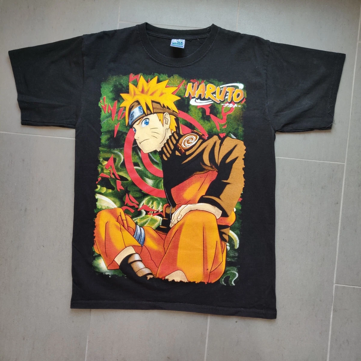 Thessh Naruto Vintage Style Anime T-shirt Black Size M