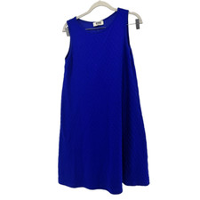 VERSE Quilted Sleeveless Dress - Royal Blue Textured Casual Dress USA