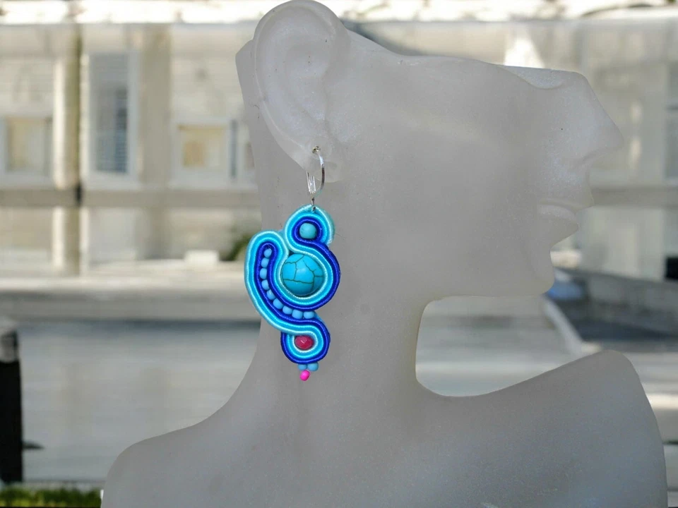 Ohrringe, hergestellt in Soutache-Technik, handgenäht. - Bild 2 von 4