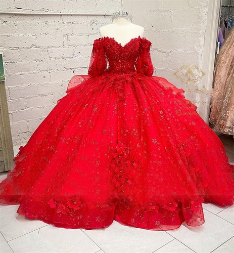 red long sleeve gown