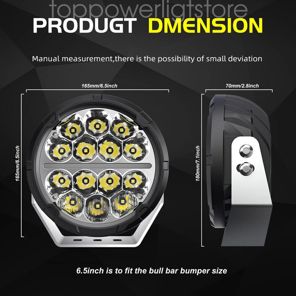 7"/9" LED Work Light Bar Round Driving Fog Lamp Spotlight Halo DRL Truck Offroad - Image 4 of 4