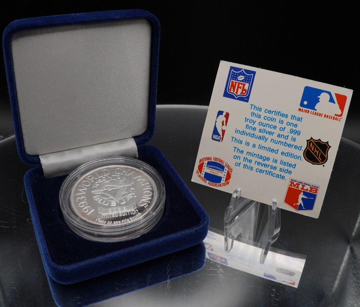 1993 Toronto Blue Jays World Series Baseball 1oz 999 FINE Silver