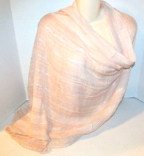 Sheer Pale Pink Champagne  Silver Wrap Scarf Shawl 25"x72" Elegant Evening Wrap