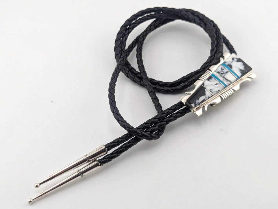 Corbata Navajo Bolo plata esterlina nativo americano occidental joyería para hombre Foto 3 de 4