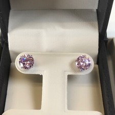 2CT Fancy Pink Round Studs Earrings Man Made 14k Solid Gold Push or Screw
