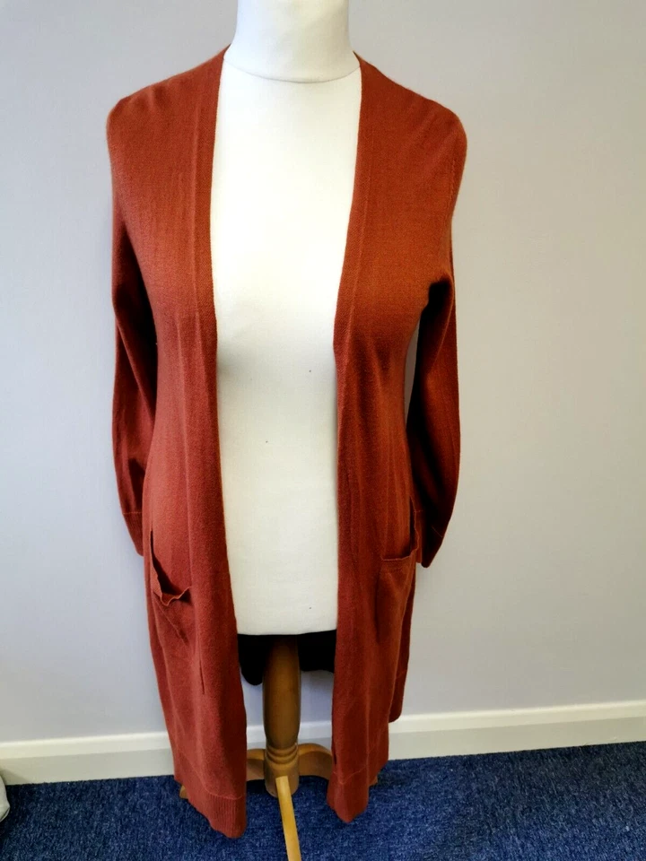 Tahari burnt orange/Rust Merino Blend Women's Cardigan Size 14 - Image 2 of 4