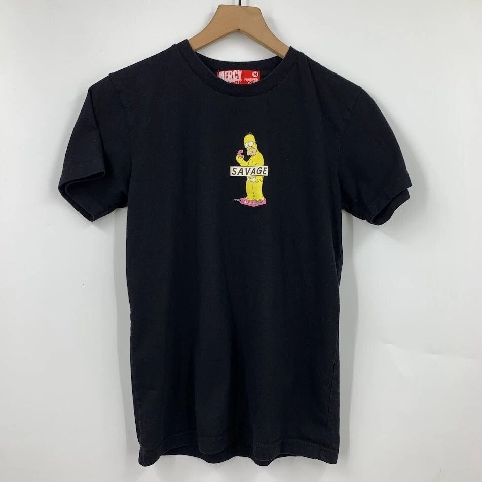 Mercy Vintage Kids Homer Simpson Savage Doughnut Forever Young T-Shirt Size M