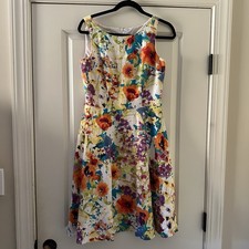 Black Label by Evan-Picone Multicolor Floral Sleeveless Cotton Lined Dress SZ 4