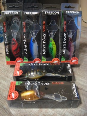 Freedom Tackle 3'' Ultra Diver Shad 80 Fishing Lures 7/8 Ounce - Choose Colors