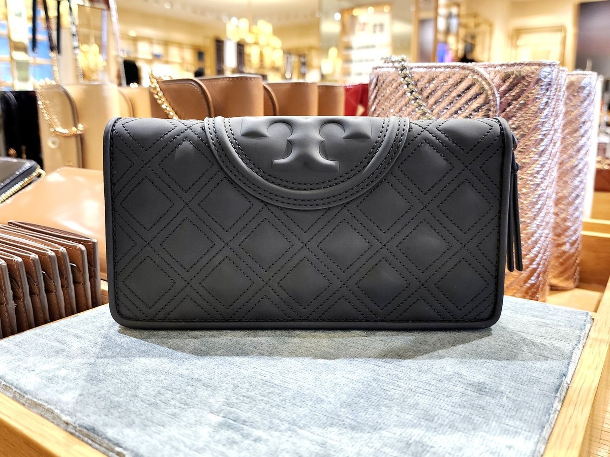 New Tory Burch Fleming Matte Black Soft PU Continental Wallet