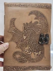 Handmade Leather Journal Dragon Embossed Brass Clasp Fantasy Grimoire