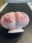 Fenton Rosalene Charleton Pink Floral 6” Glass Bowl Signed