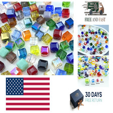 100pcs 8mm Crystal Glass Beads Cube Shape Loose Square Spacer Beads AB Color