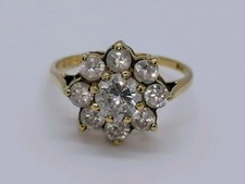 9ct Gold Engagement Flower Ring Fully Hallmarked Size L 1/2