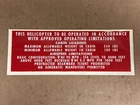 Bell 47 Helicopter Decal P/N 47-796-136-1 SA 047-796-136-001 New