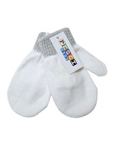 Baby Soft Warm Mittens with String White/Grey Connected Mittens 1-2Yrs