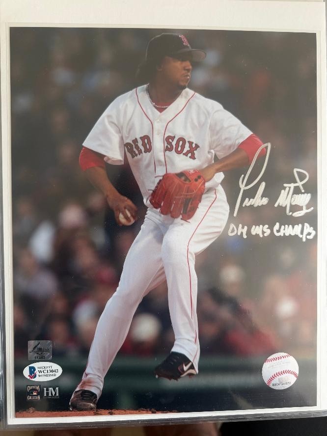 PEDRO MARTINEZ Signed 8x10 Photo "04 WS CHAMPS" Red Sox BAS Beckett Witnessed ML