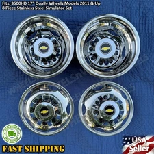 Fit for 3500HD 17" Stainless Steel Dually Wheel Simulator Set models 2011 and Up