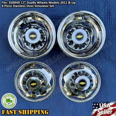 #ad Fit for 3500HD 17quot; Stainless Steel Dually Wheel Simulator Set models 2011 and Up $399.99