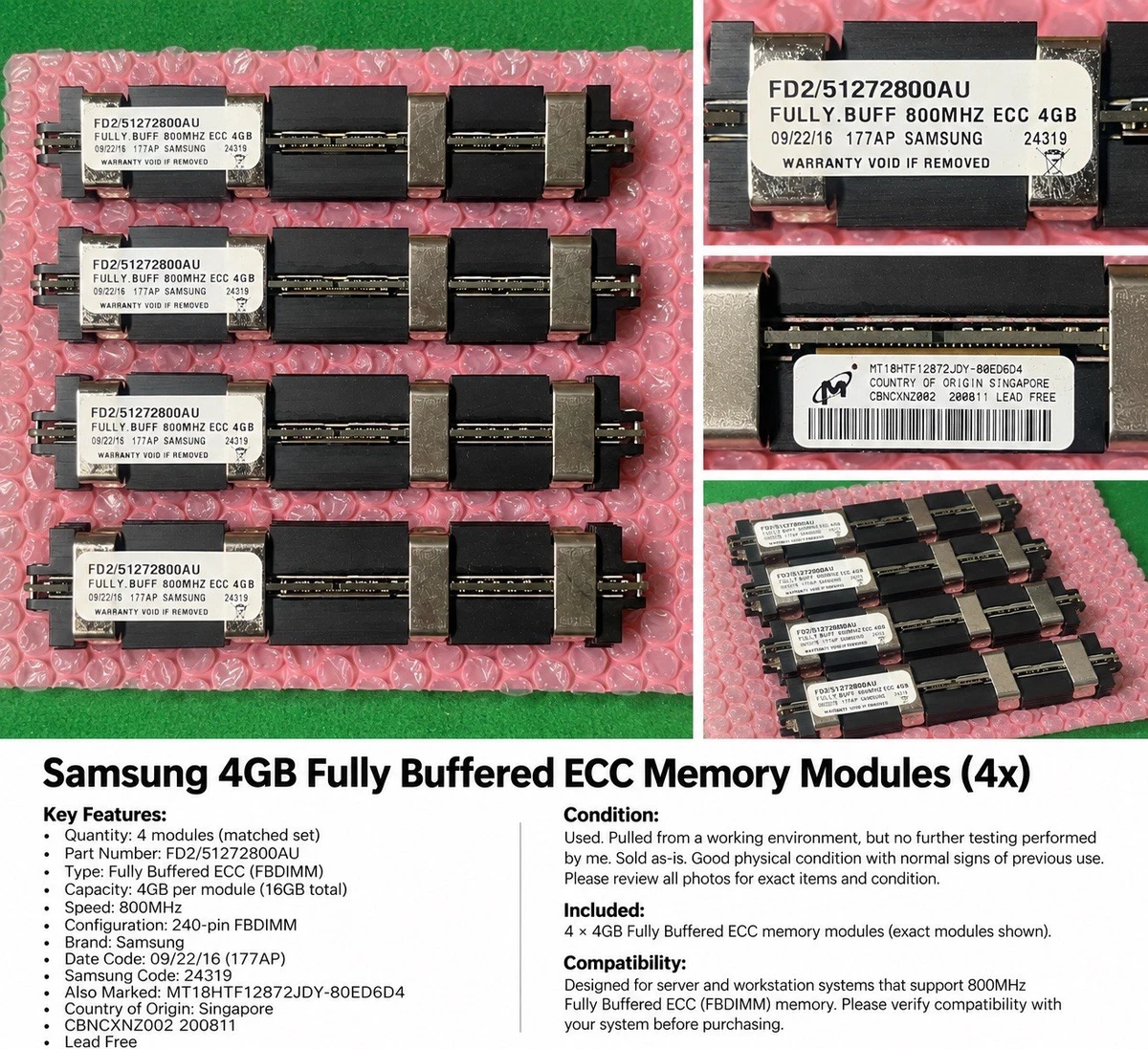 25+ Samsung PC2-6400 DDR2-800 Computer SDRAM for sale | Updated