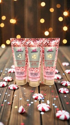 3-Pack Bath & Body Works Milk PEPPERMINT BARK TRUFFLE Hydration Body Cream 8 oz