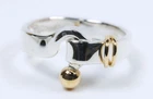 Vintage Tiffany & Co Hook Eye Sterling Silver 18k Gold Ring US 6.75  w Box Gift