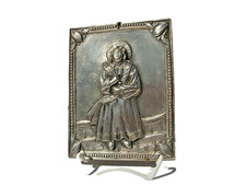 800 Silber " Heilige Mutter Wandbild Relief Heiligenschein Ernte Palmzweig Tafel